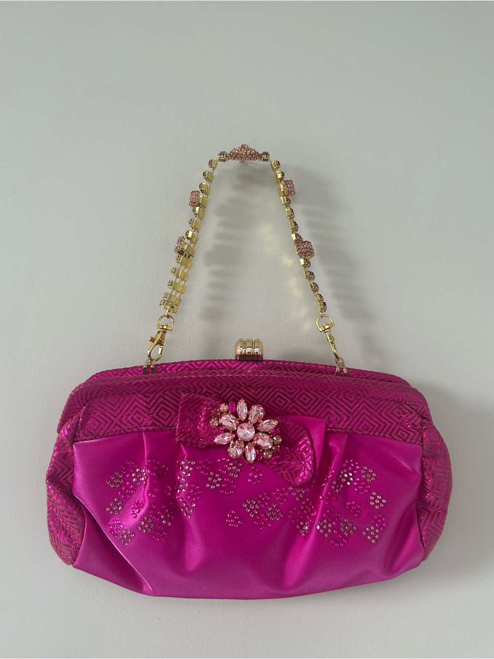 Vintage made in Italy  Evening Clutch with Crystal Floral Detail